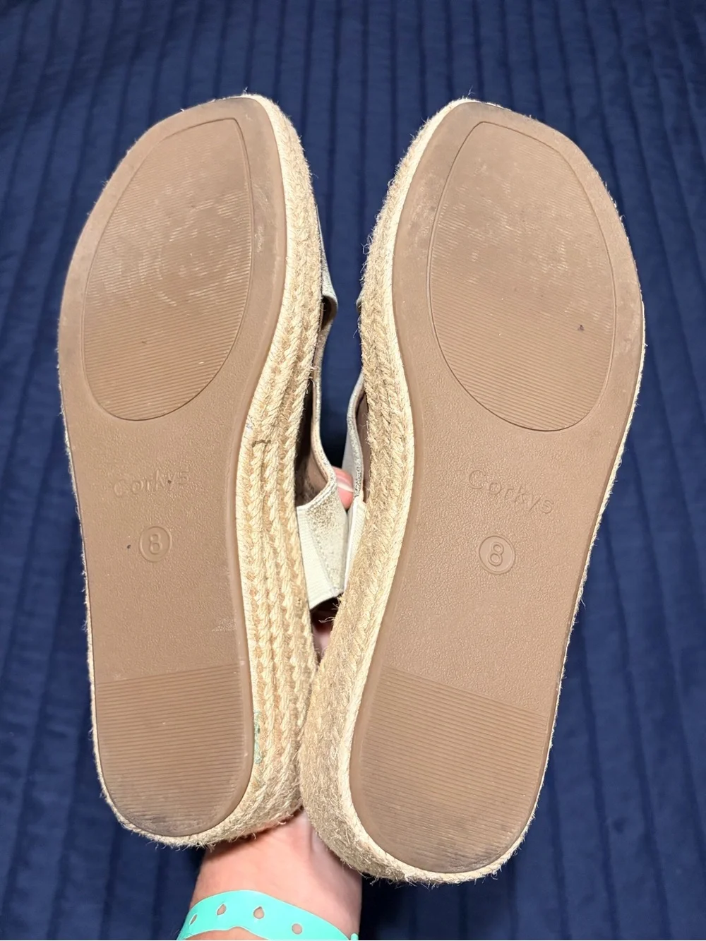 Corkys Gold Metallic “Ready or Not” woman’s size 8.